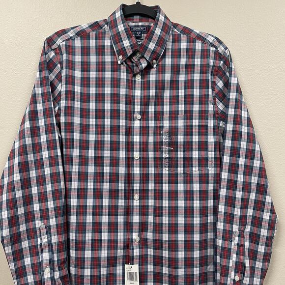 Crown and Ivy Button Down Plaid Shirt Small Slim Fit Stretch Wrinkle Free Men's - Picture 4 of 8